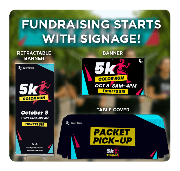 Custom banners for non-profits with a 25% exclusive discount, supporting organizations with high-quality, affordable textile products.  Alt text: (for thumbnails) custom feather flags for non-profits tension fabric displays for non-profit organizations art exhibit custom tapestries table cover for events indoor display banner for non-profits